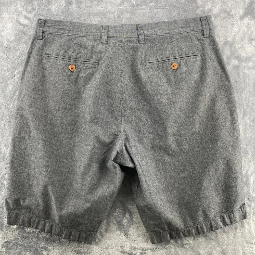 J.Crew‎ Rivington Mens 35 Grey Heathered Chambray Shorts Flat Front Preppy